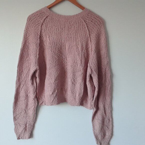 tentree Mauve 100% Cotton Knit Cropped Sweater L - Picture 3 of 6